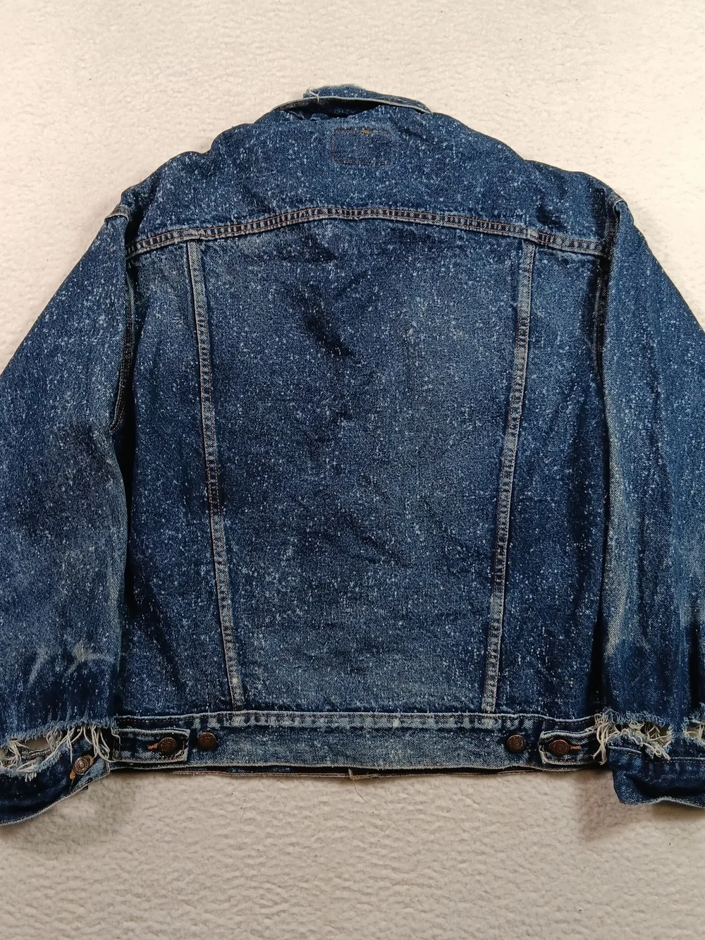 Vintage 80s Levi’s Jacket Mens Large Blue Denim Type 3 Galactic Wash Distressed